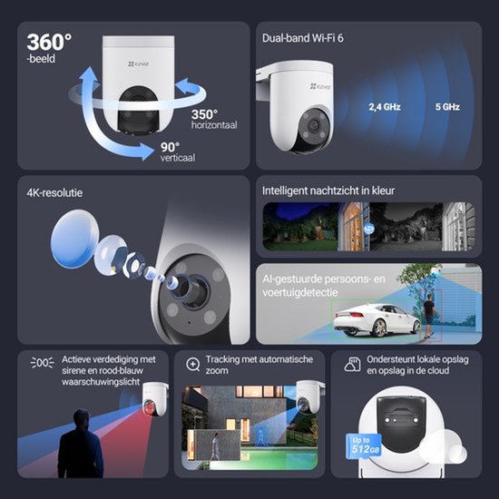 EZVIZ H8c Pro 4K + EP8 Ultra - 360° Buitencamera en Slimme Videodeurbel - Persoons-, Voertuig- en Pakketdetectie - Voordeelbundel - Wit van EZVIZ — afbeelding 4