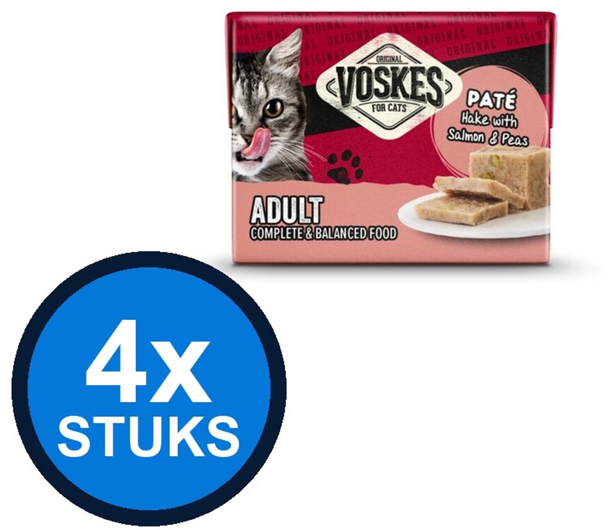 Voskes Voskes Pate Heek Zalm & Erwten - Kattenvoer - 85g
