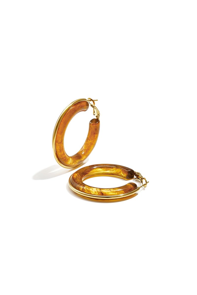 Fae - Onregelmatige Oorbellen - Hars - Stainless Steel - - Amber
