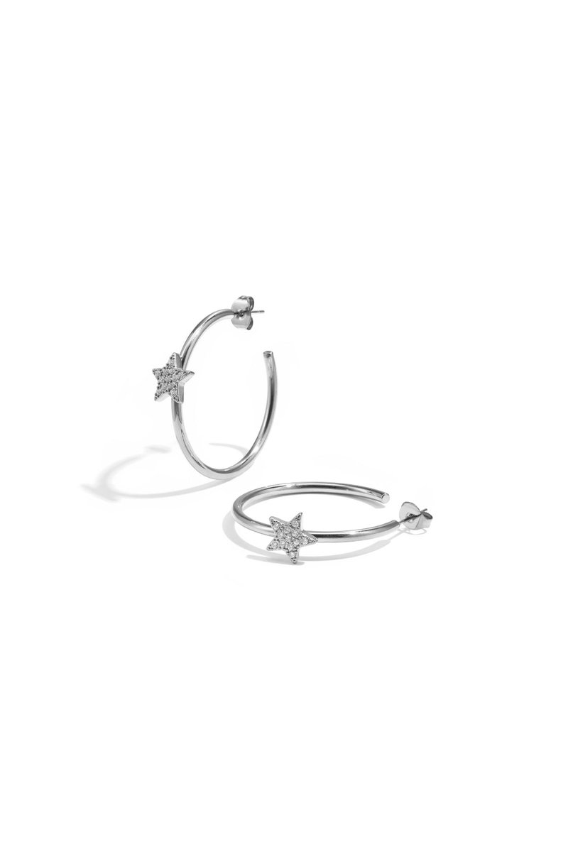 Elegant Rhinestone Hoop Earrings for Women - - Zilver
