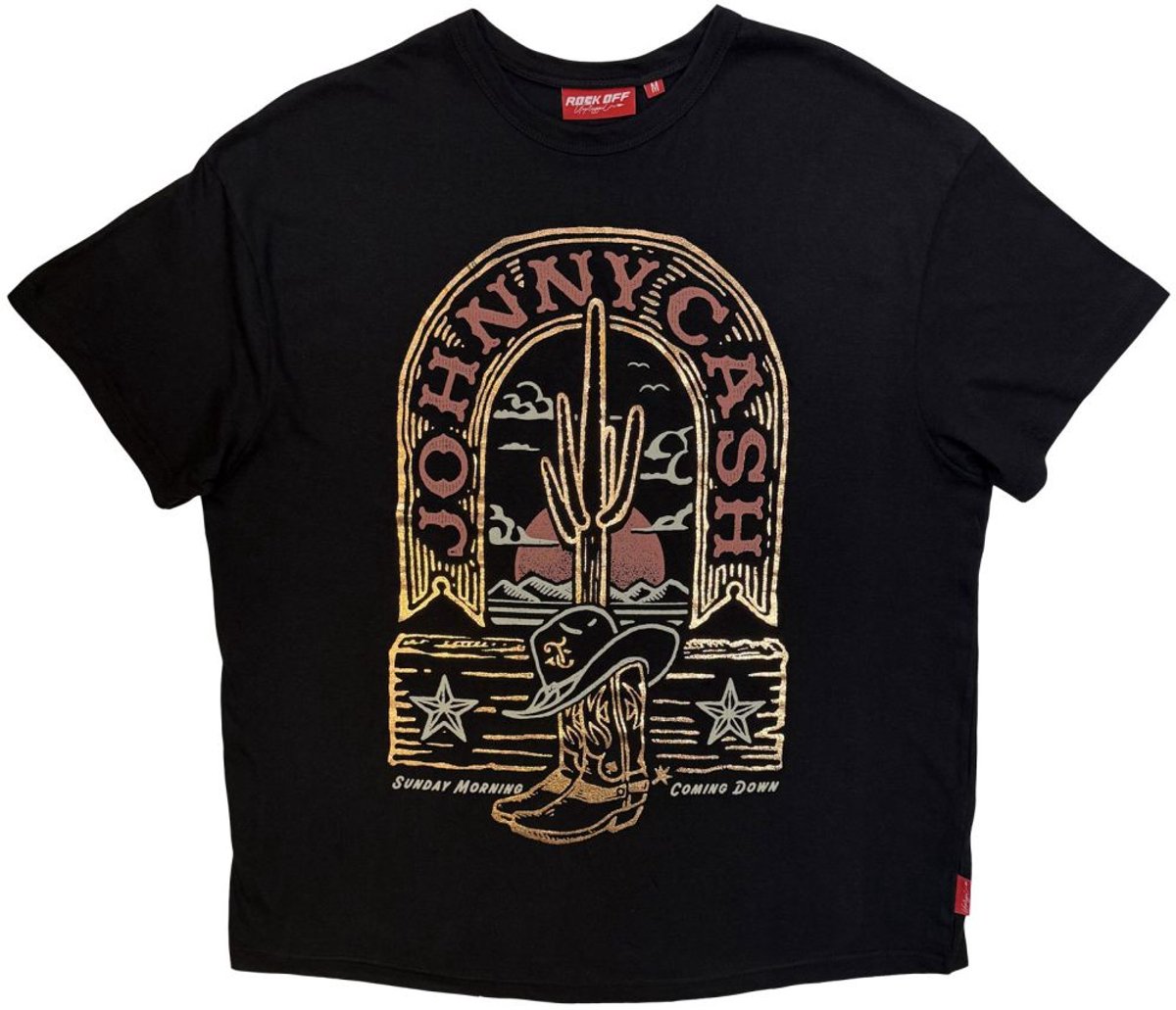 Johnny Cash - Unplugged Sunday Morning Dames Tshirt - 2XL - Zwart