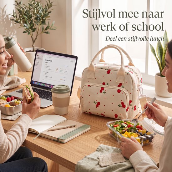 Namajunas - Lunchtas - Kleine geïsoleerde lunchtas, 12 liter inhoud, geïsoleerde lunchtas voor dames, met handvat en verstelbare schouderband, 5 vakken, PEVA-voering, geschikt voor werk, school, picknicks en uitstapjes. van Namajunas — afbeelding 5
