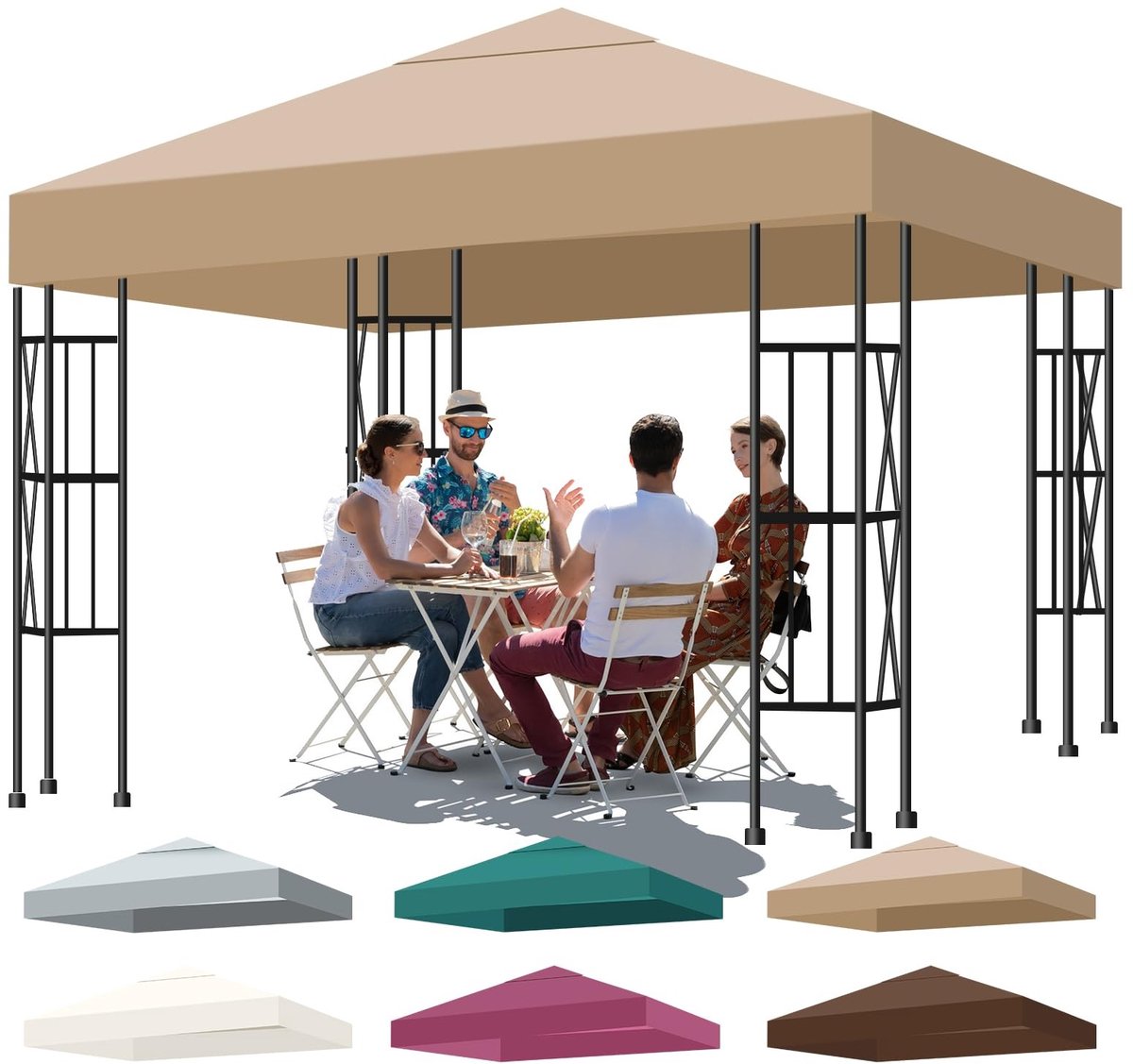 Solidchoice - Vervangende Dak voor Gazebo 3 x 3 m, Waterdicht en UV-bestendig