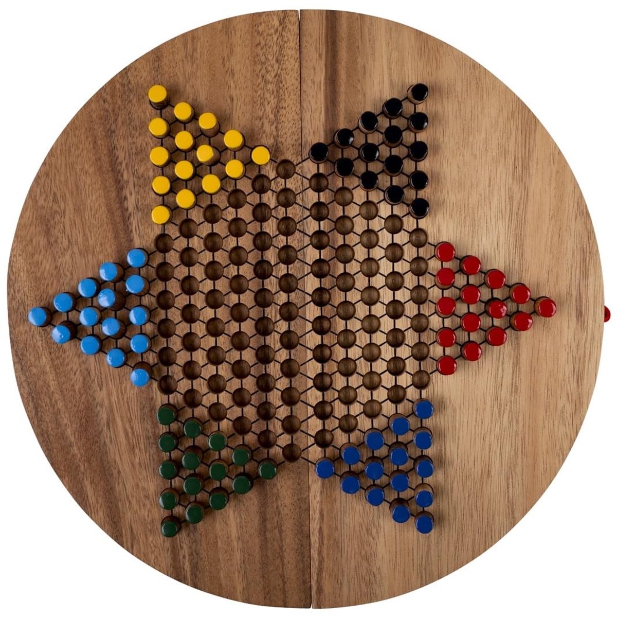 Solidchoice - XL Houten Chinees Damspel met Inklapbaar Bord