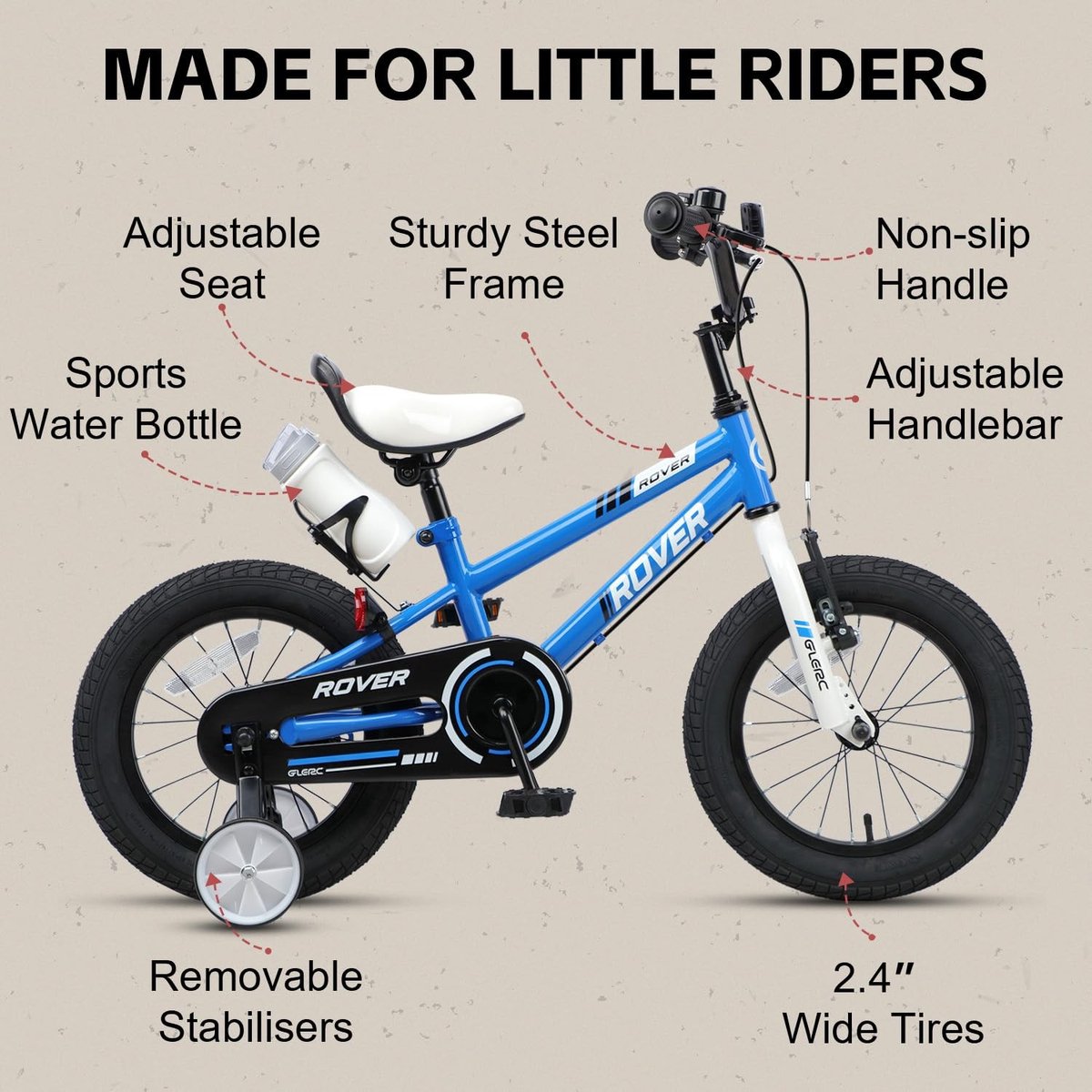 Solidchoice - Kinderfiets met Mand en Fleshouder voor 2-9 Jaar