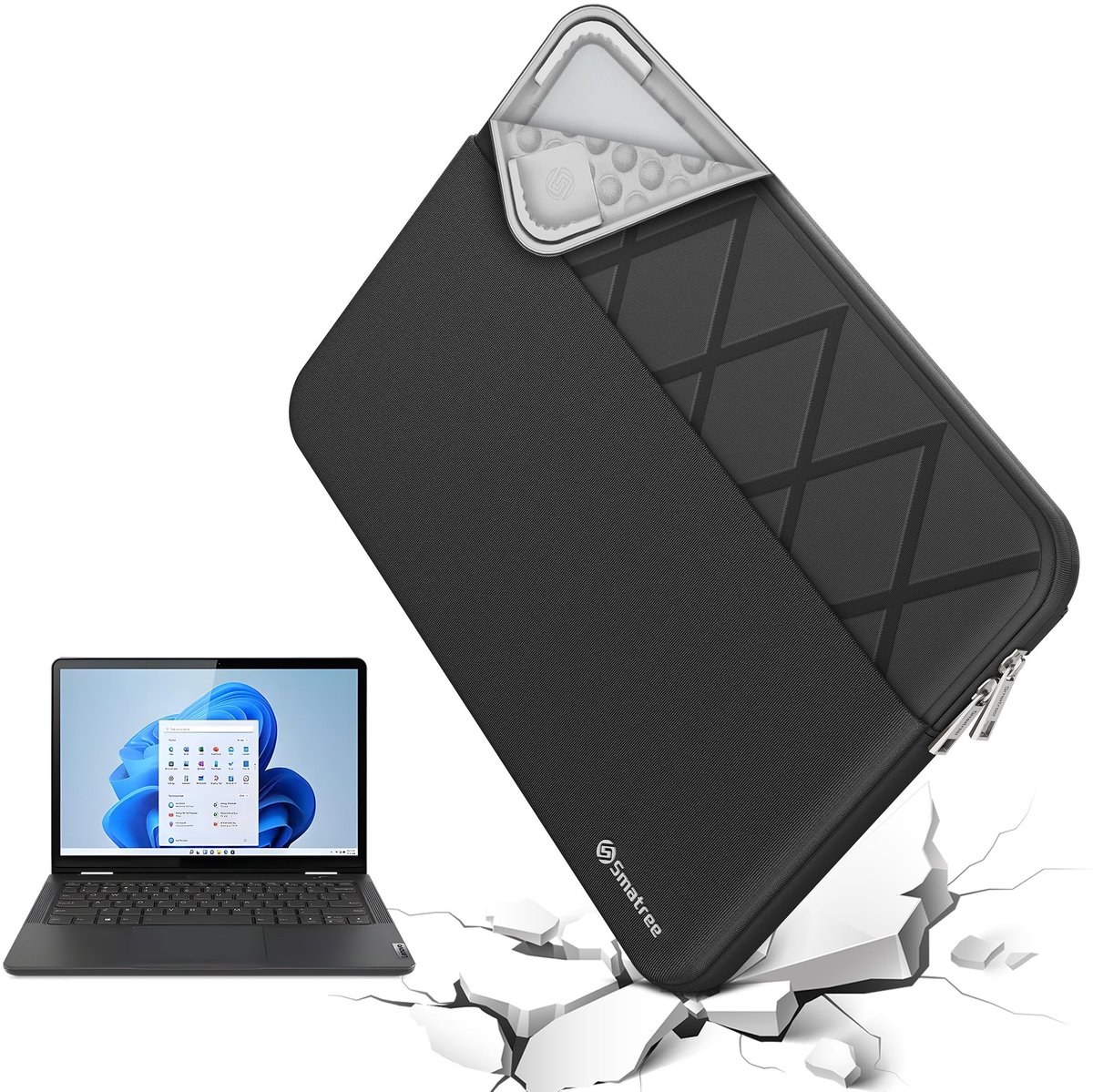 Solidchoice - Laptop Sleeve voor 13 Inch Lenovo met Accessoirevak