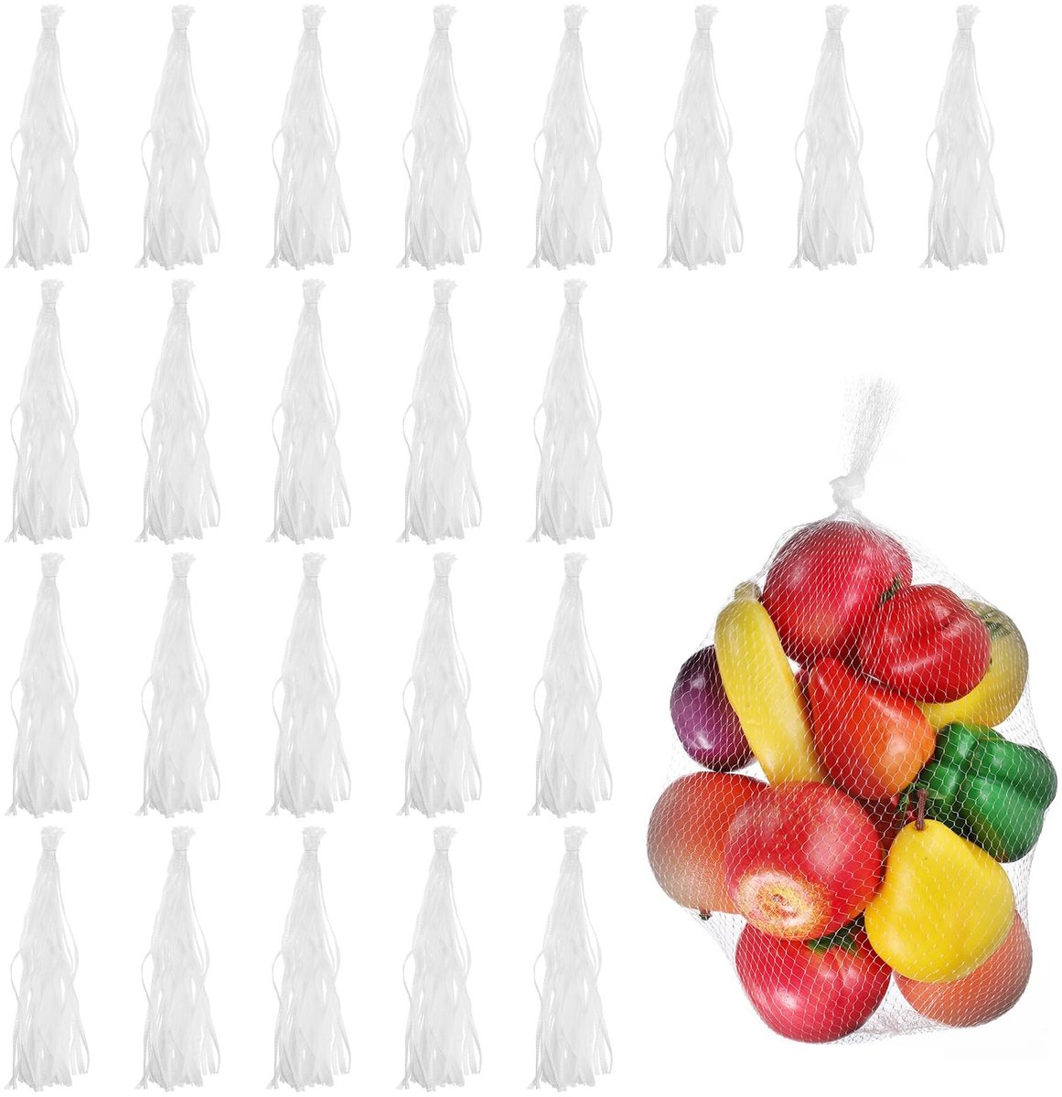 Solidchoice - 150 Herbruikbare Nylon Netzakken voor Eieren en Groenten, 50 x 4 cm