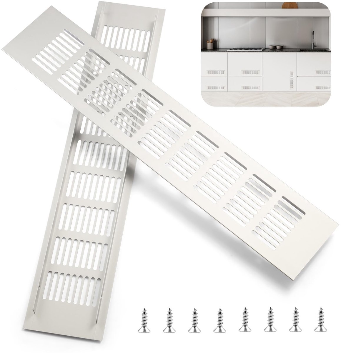 Solidchoice - Set van 2 Aluminium Ventilatiegrilles 30 x 8 cm