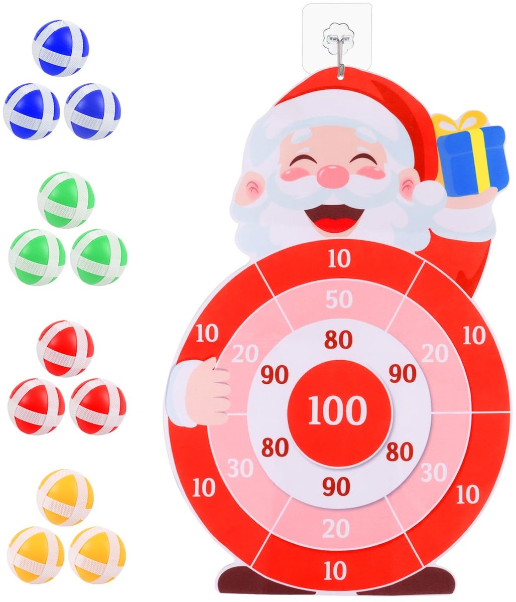 Solidchoice - Kerst Dartbord Set met 12 Plakballen voor Binnen en Buiten