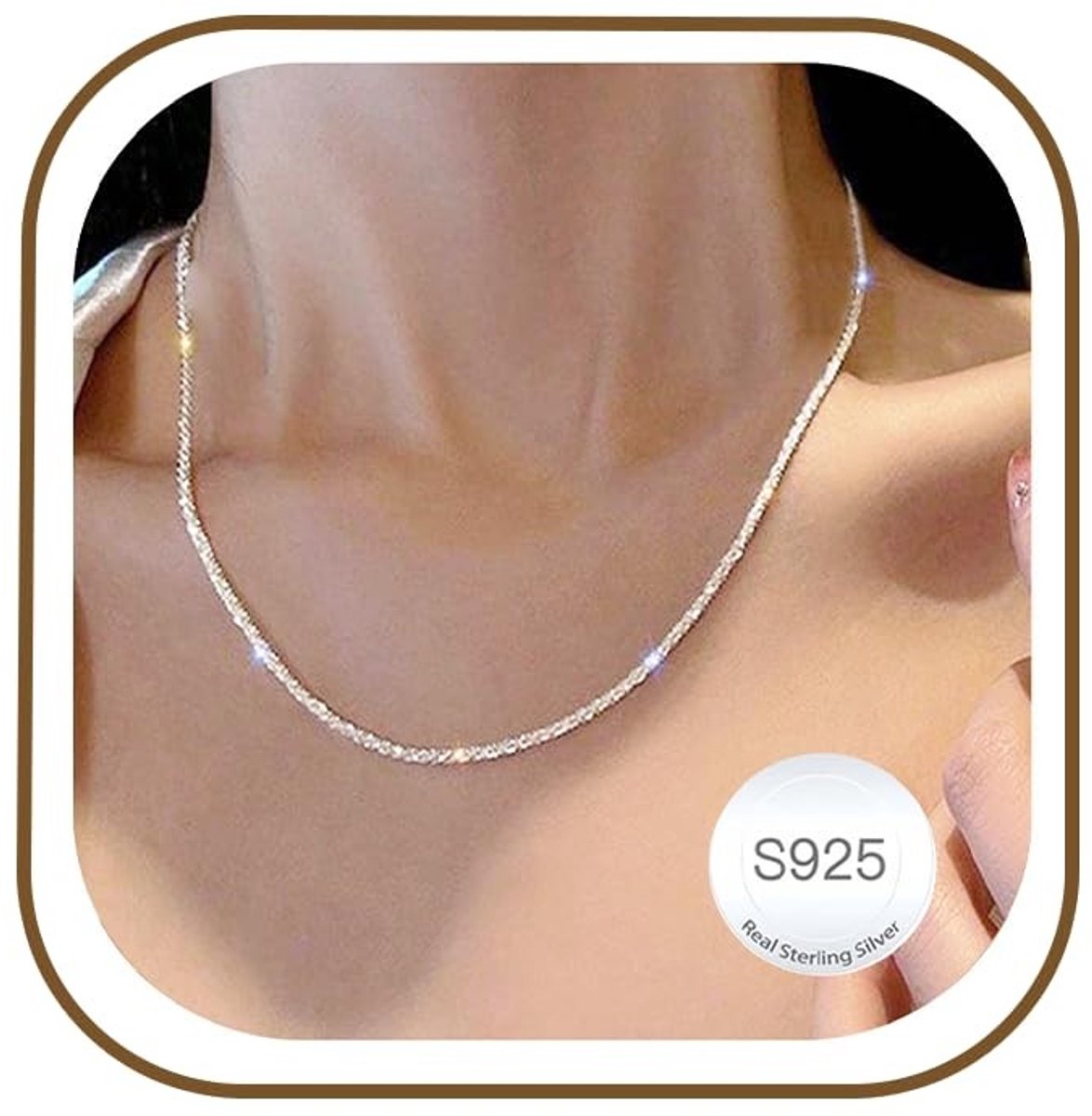 Solidchoice - 2mm Zilveren Ketting voor Dames Waterbestendig en Hypoallergeen