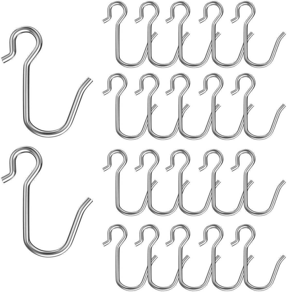 Solidchoice - S-vormige Gordijnhaken van Roestvrij Staal, 22 Stuks