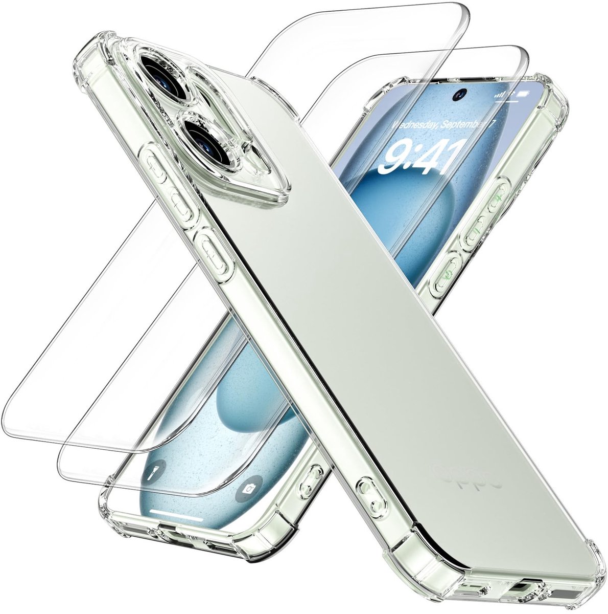Solidchoice - Transparante Hoes voor Smartphone met Luchtkussen Hoeken en Schermprotectors