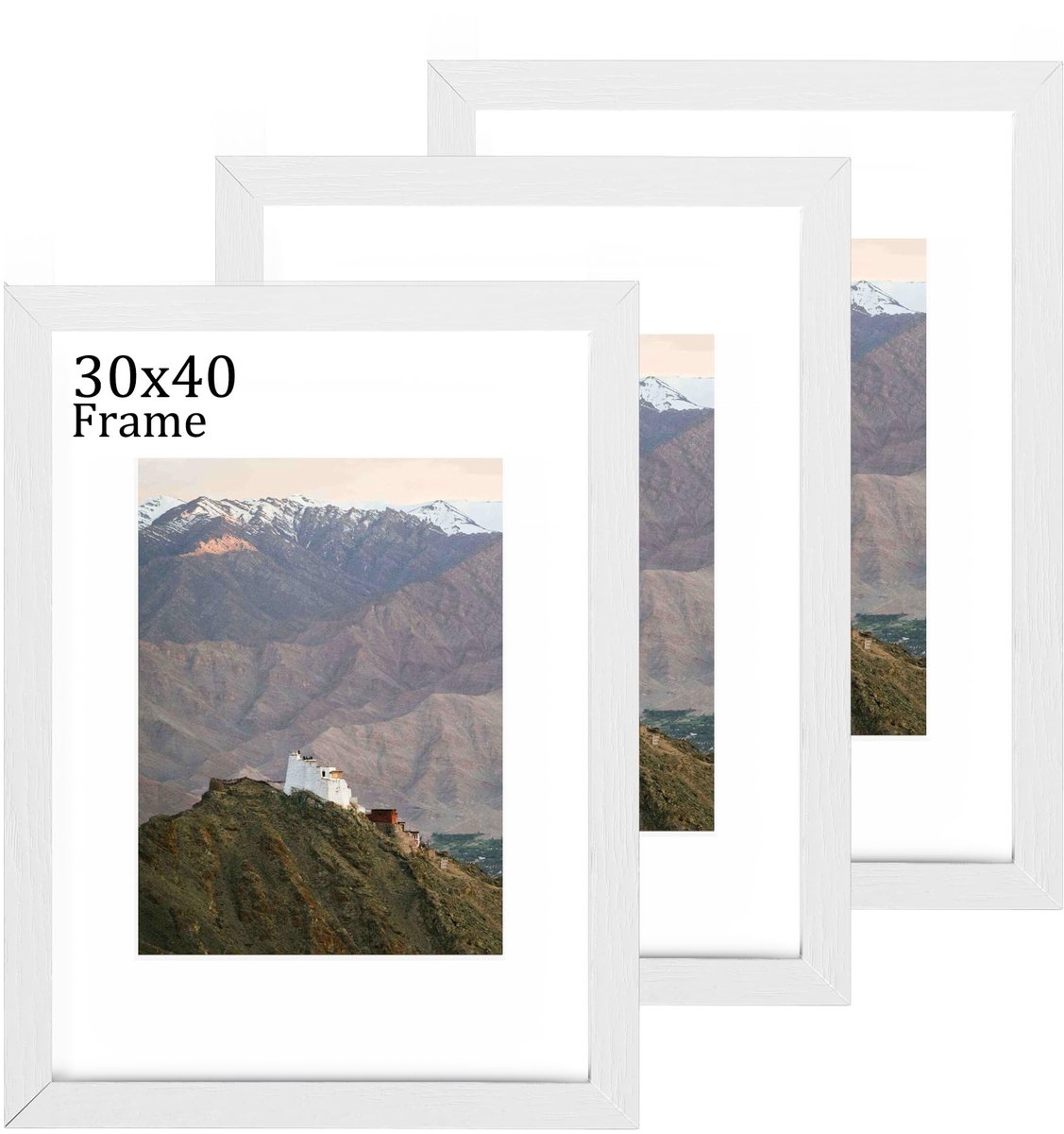 Solidchoice - Set van 3 Witte Fotolijsten 30 x 40 cm met Schokbestendig Acrylglas
