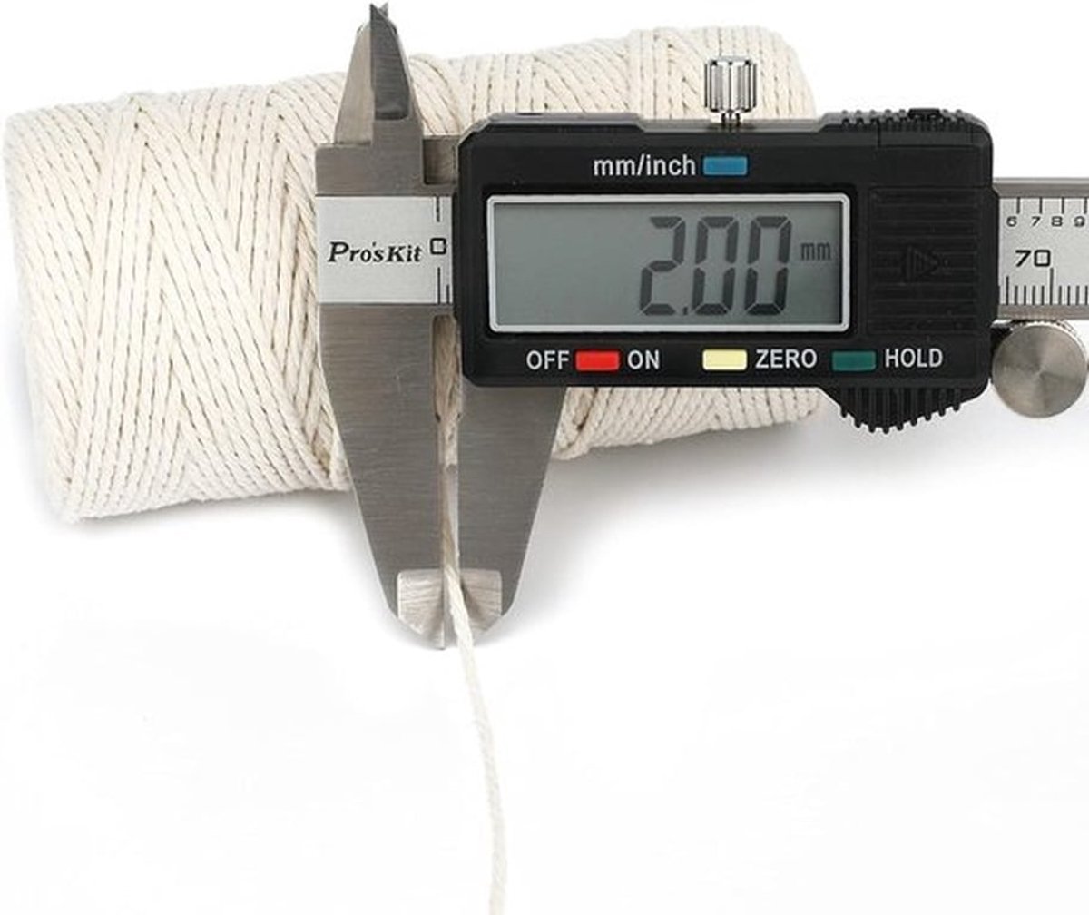 2 x 100 m beige koord - katoen - 2 mm draad - macramé - katoenen touw voor keuken - bakken - Kerstmis - verpakking - cadeau - ambachtelijk gebruik