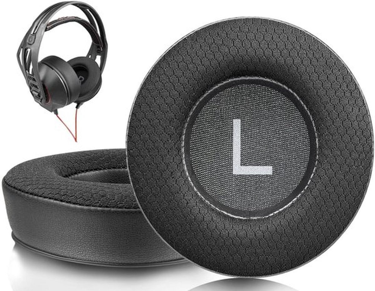 SOULWIT Mesh Fabric Oorkussens Vervanging voor Plantronics (Poly) Rig 400 (400Pro HC, 400HS, 400HX, 400HA), Earpads voor Rig 500 (500E, 500HD, 500HX) / 505 (505HS) / 515 (515HD) Koptelefoon