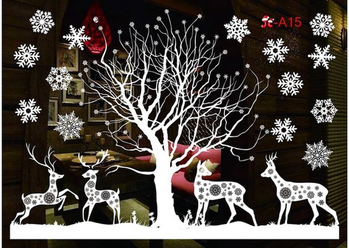 Raamstickers Kerstmis - PVC - Zelfklevende Raamdecoratie - Afneembare Decoratie - 110 cm x 38 cm - Statisch Hechtend