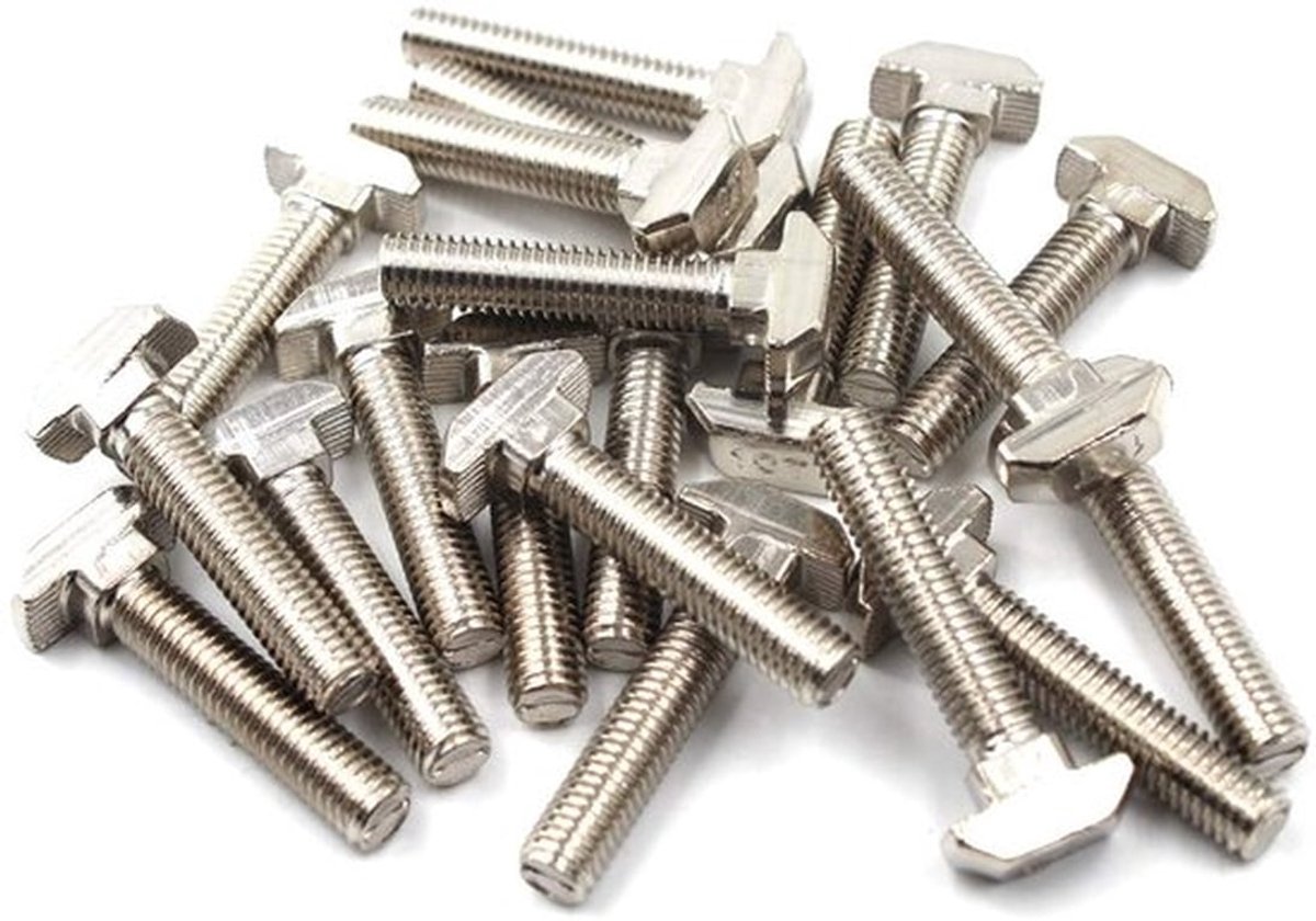 T-boutenset Bevestigingsgereedschap voor T-slots aluminiumextrusie koolstofstaal 20-serie M5x10mm 30 stuks