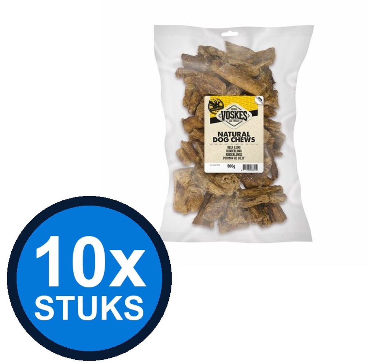 10x Voskes Runderlong - Hondensnack - 500g
