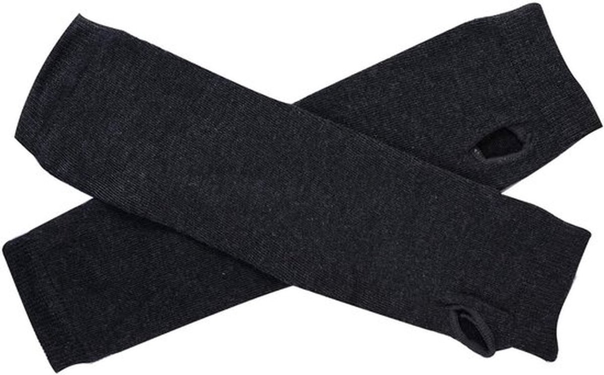 Vingerloze Handschoenen 3 Paar - Lange Armwarmers - Ademend Gebreid Materiaal - Donkergrijs - Dames/Heren - Comfortabel en Duurzaam
