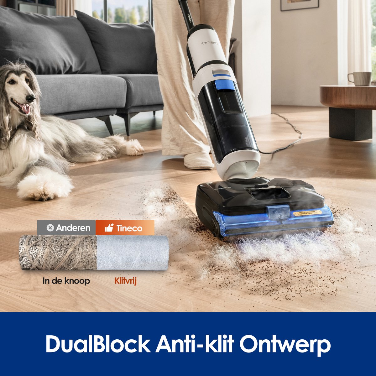 Tineco FLOOR ONE S6 Stretch Steam Plus - Nat en droog stofzuiger en dweil - 160°C BoostStoom technologie - Anti-Tangle Design - FlashDry zelfschoonmaak routine - Bedrade Steam Cleaner voor opgedroogde vlekken – foto 7