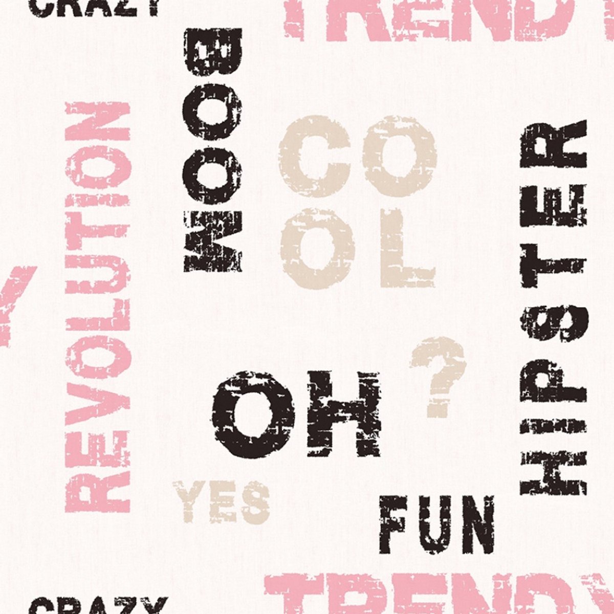 Noordwand - Behang - Friends - & - Coffee - Words - and - Letters - roze - en - zwart