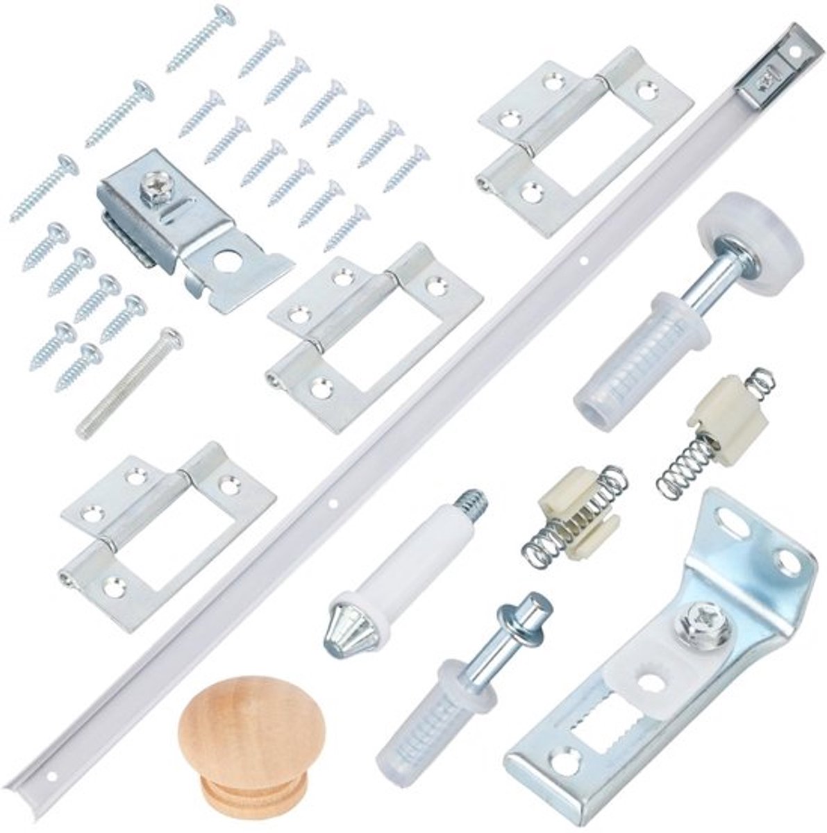 Vouwdeur Reparatieset - Hoogwaardige Roestvrij Stalen Onderdelen - Inclusief Rail/Hengels - Voor Keuken/Badkamer - Complete Installatie-instructies - Multicolor Set - Deuren Reparatieset