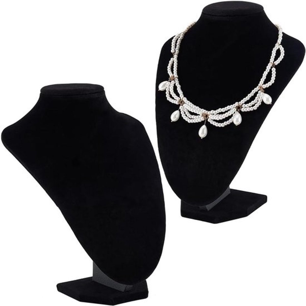- Halskettinghouder - Sieradenorganizer - Fluweel - Mannequin buste - Display - Hanger - Choker - Standaard - Organizer - Geschikt voor - Kleine fluwelen halskettingen - 2 stuks - Organiseren