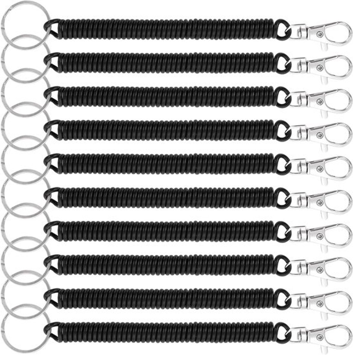 10 Stuks Coiled Sleutelhangers, Uittrekbare Lanyards met Kreeftenhaak en Elastische Koord