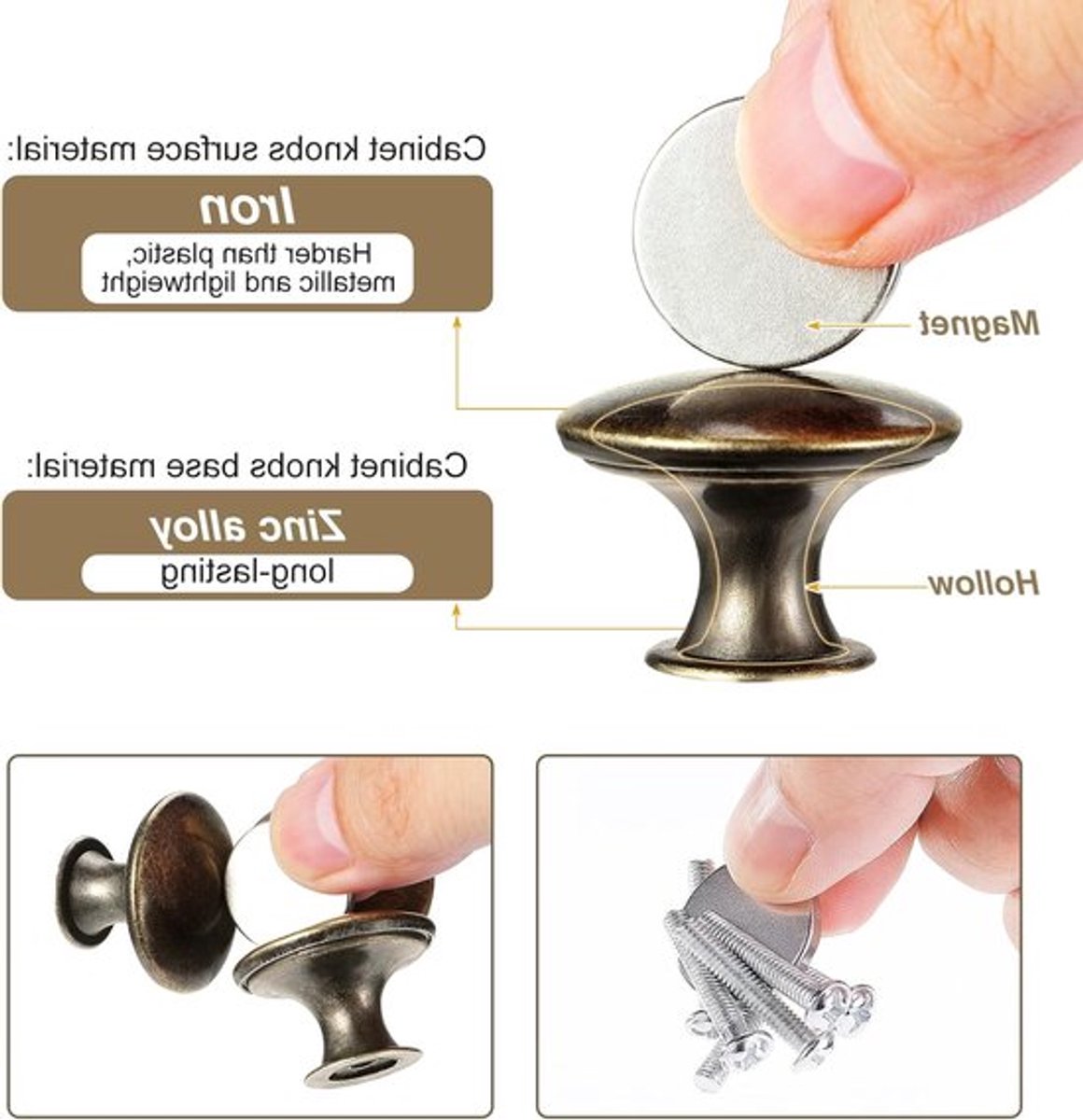 24 Stuks Vintage Kastknoppen, Chic Ladeknoppen, Antiek Bronzen Keukenhandgrepen, 30mm Ronde Meubelknoppen voor Interieurdecoratie