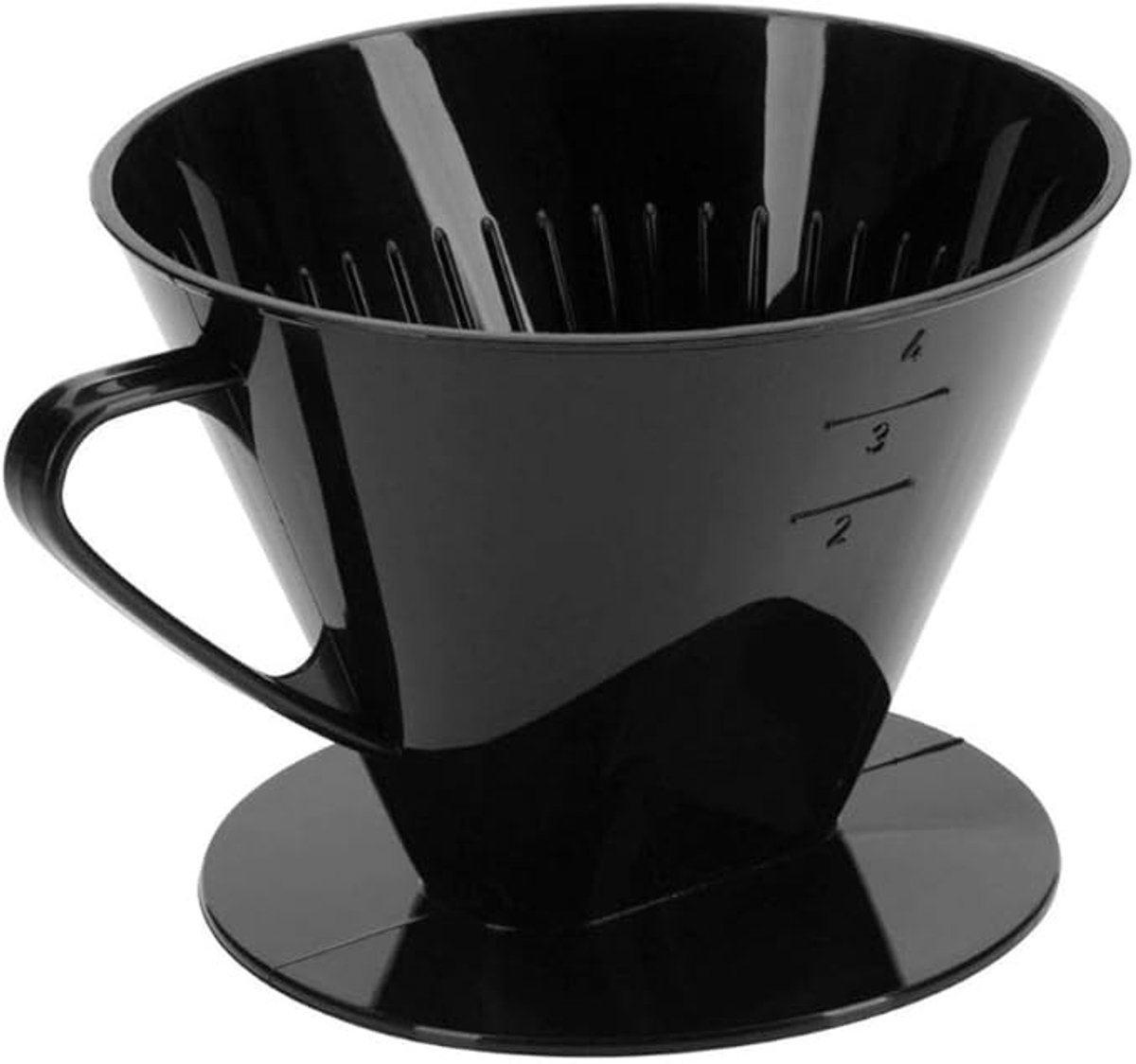 Koffiefilterhouder voor 4 kopjes, kunststof, zwart