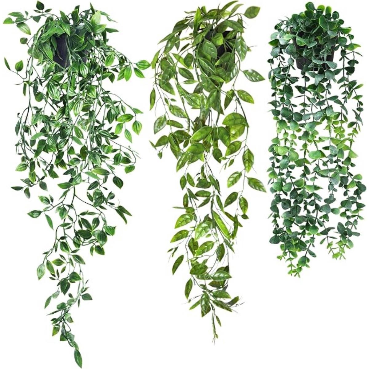 SSTRWGOOD 3 Stuks Kunstplanten Hängepflanzen Set - Kunstmatige Klimplanten in Potten - Geschikt voor Binnen en Buiten Decoratie - Gemaakt van Duurzaam Plastic