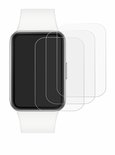 Transparante screenprotectors op een witte smartwatch met witte band.