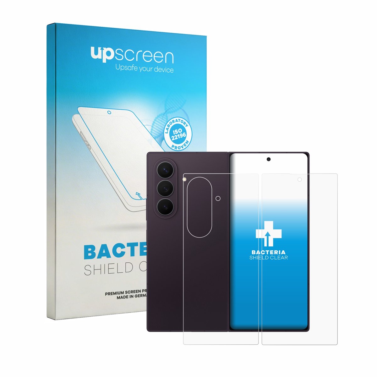 upscreen - Screenprotector voor Samsung Galaxy Z Fold 8 Ultra (Voor+Achter) - Folie Beschermfolie transparant antibacterieel