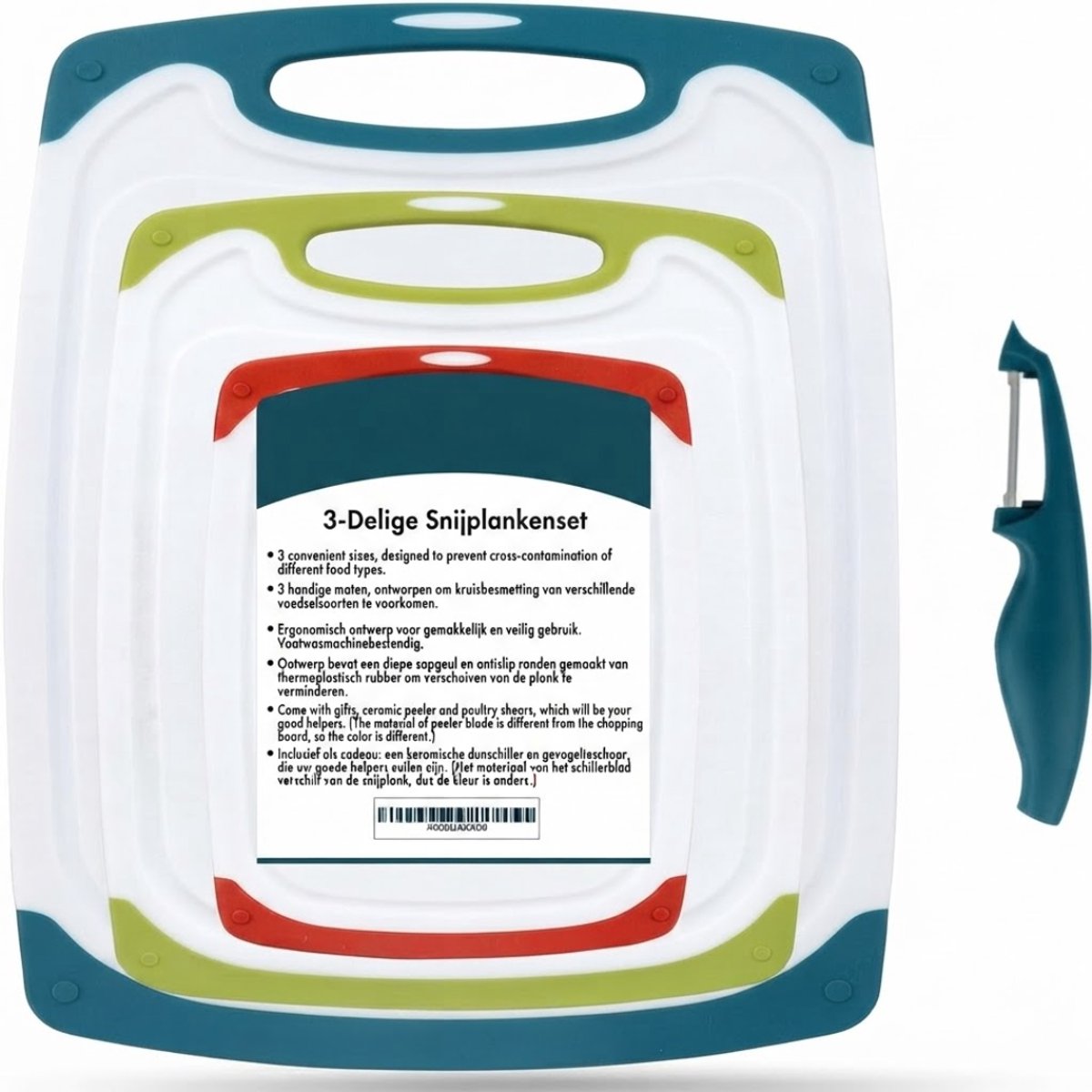 Lìon® Snijplankenset - Vaatwasserbestendig - Snijplankenset met Houder - Veelkleurig - 39cm x 2cm x 24cm