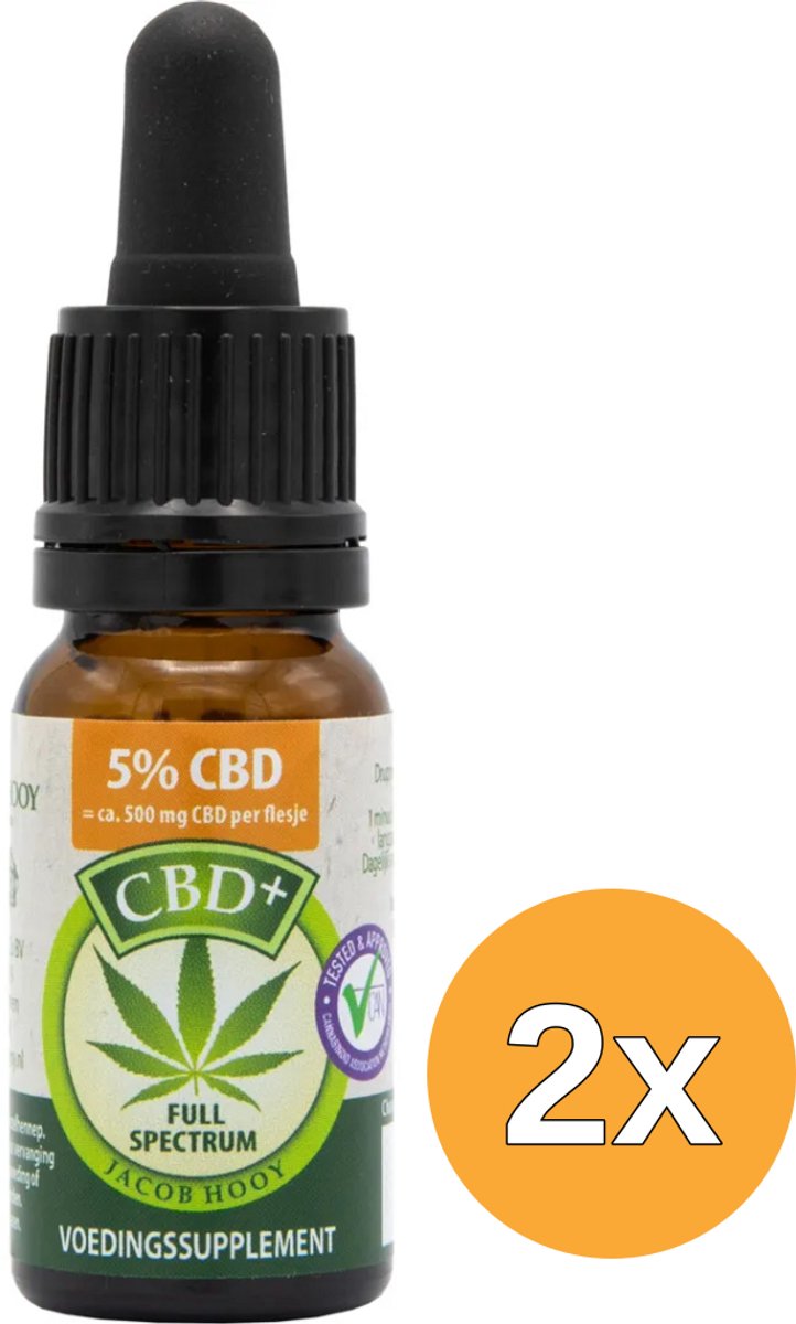 2x Jacob Hooy CBD Plus Olie 5% (10 ml)
