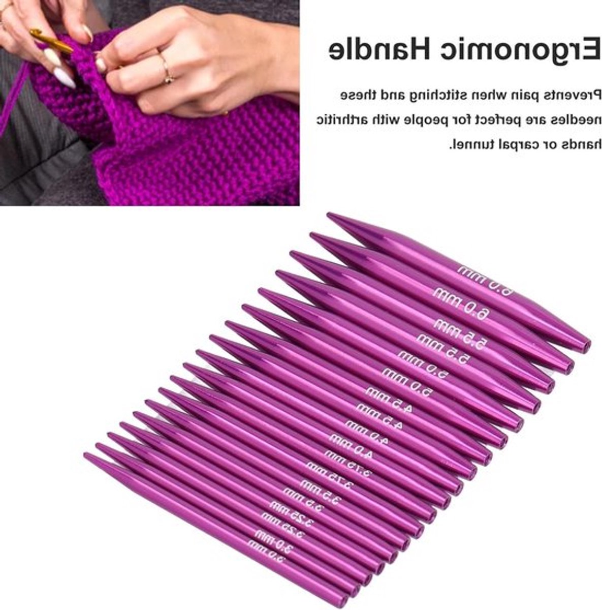 Uitwisselbare cirkelbreinaalden set met ergonomische handgreep, roestvrijstalen flexibele breikit-accessoires en opbergcase voor handgemaakte breiprojecten en creatief knutselen