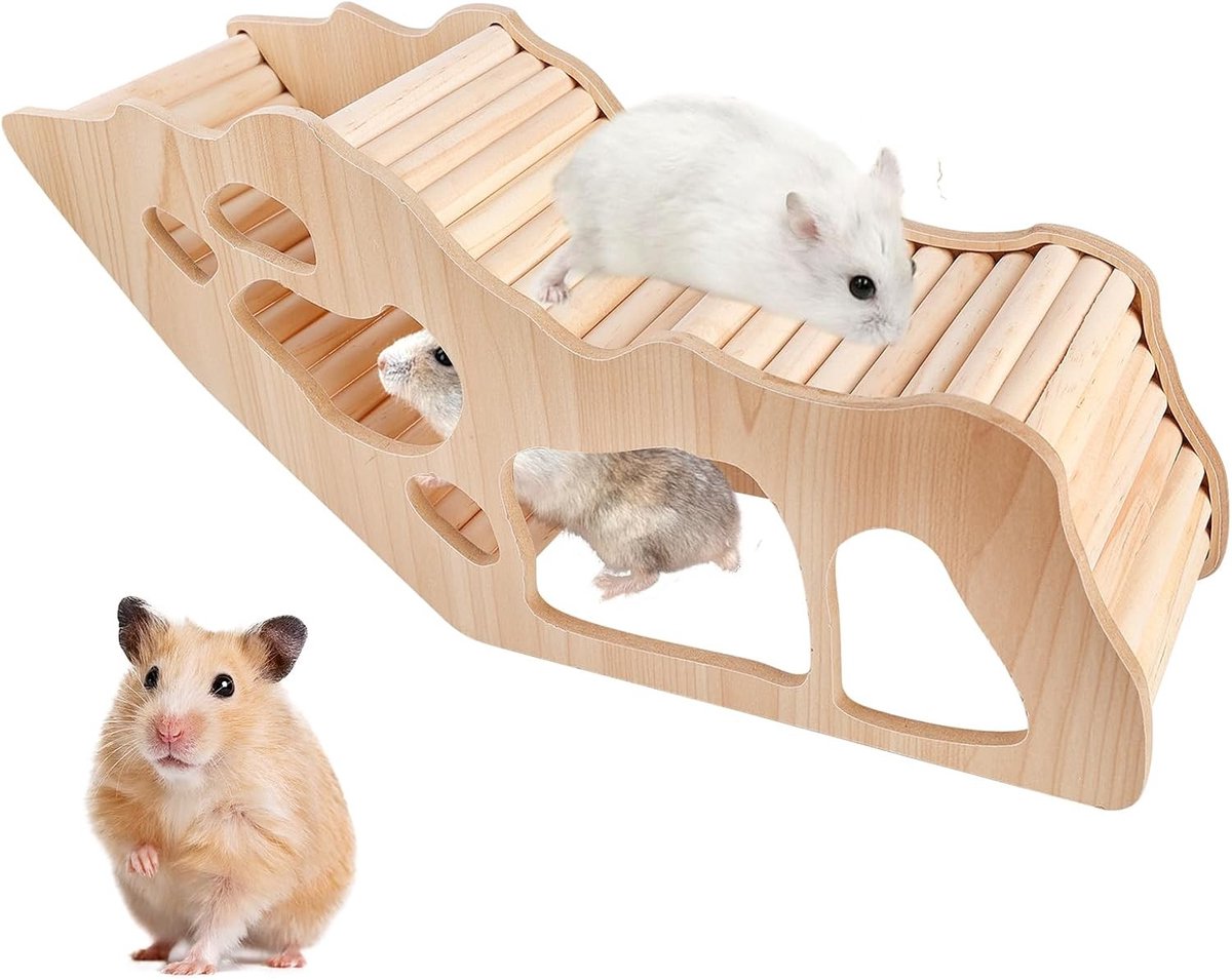 Houten Hamster Tunnel en Schuilplaats voor Hamsters, Dwerghamsters, Gerbils en Cavia's - Ideale Accessoires voor Kleine Huisdieren