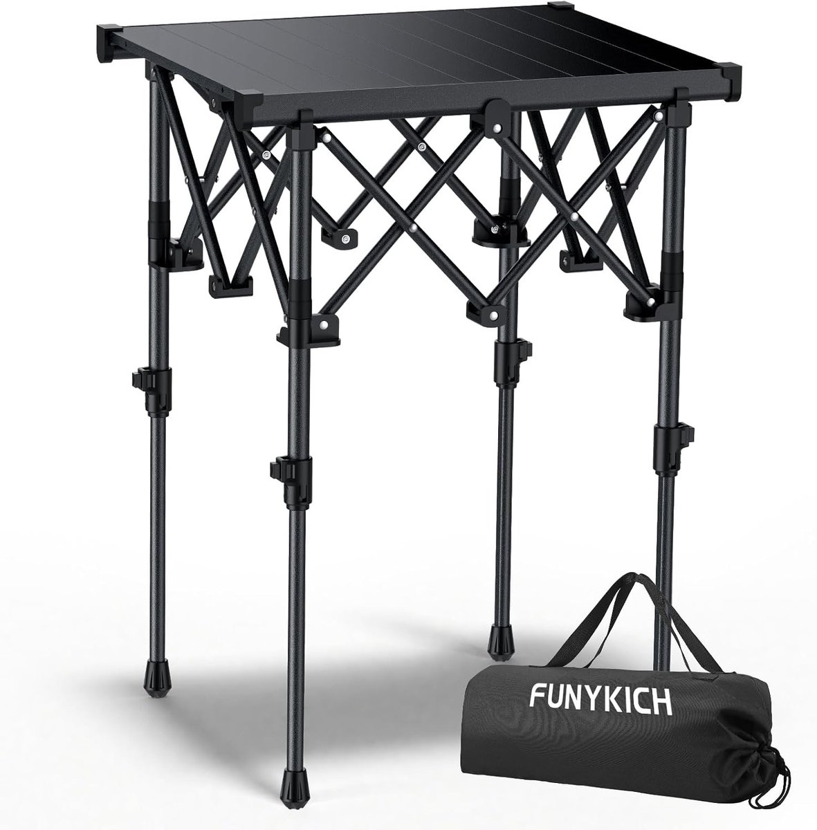 Vouwbare Campingtafel van Aluminium (50.5 x 41 cm) - Opvouwbare Picknicktafel met 2 Verstelbare Hoogtes voor Picknicks, Barbecues en Buitenactiviteiten