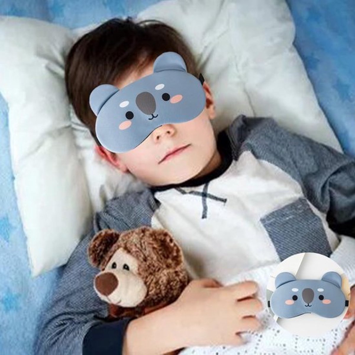 Slaapmasker Kinderen - Grijze Koala Stijl - Oogmasker voor Meisjes - Lichtdichtheid - Comfortabele Polyester Melkzijde - Geschikt voor Reizen