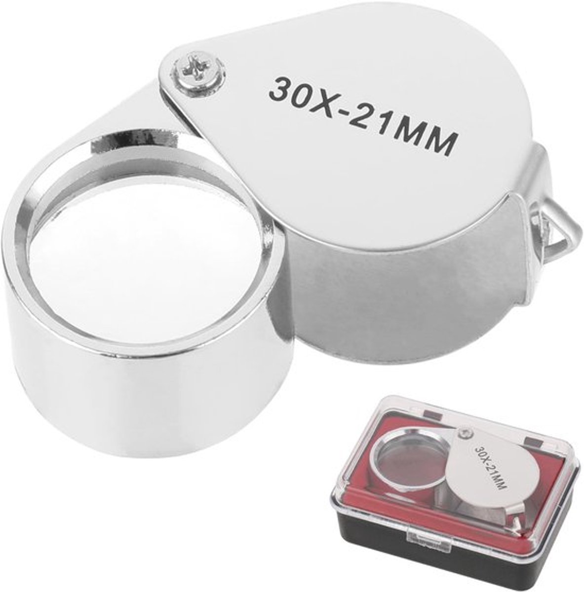 Juweliersloep 30X - Vergrootglas voor Sieraden - Opvouwbare Zakloep - Roestvrij Staal - Glazen Lens - Hoge Vergroting