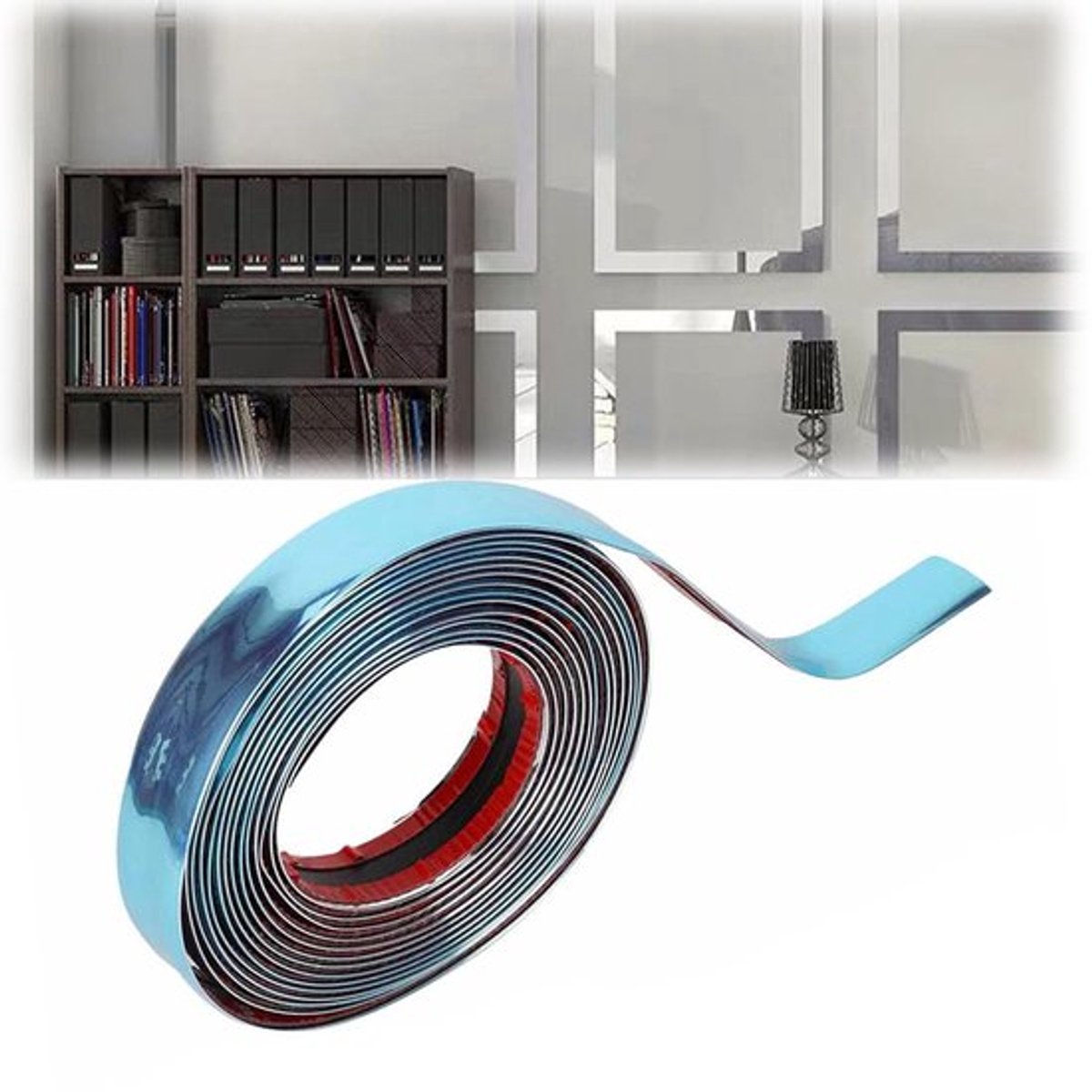 Decoratieve Lijst - Zelfklevende Wandlijst - Flexibele Moulding - Spiegelafwerking - 5 m - 12 mm - Waterdicht en Krasbestendig - Wanddecoratie