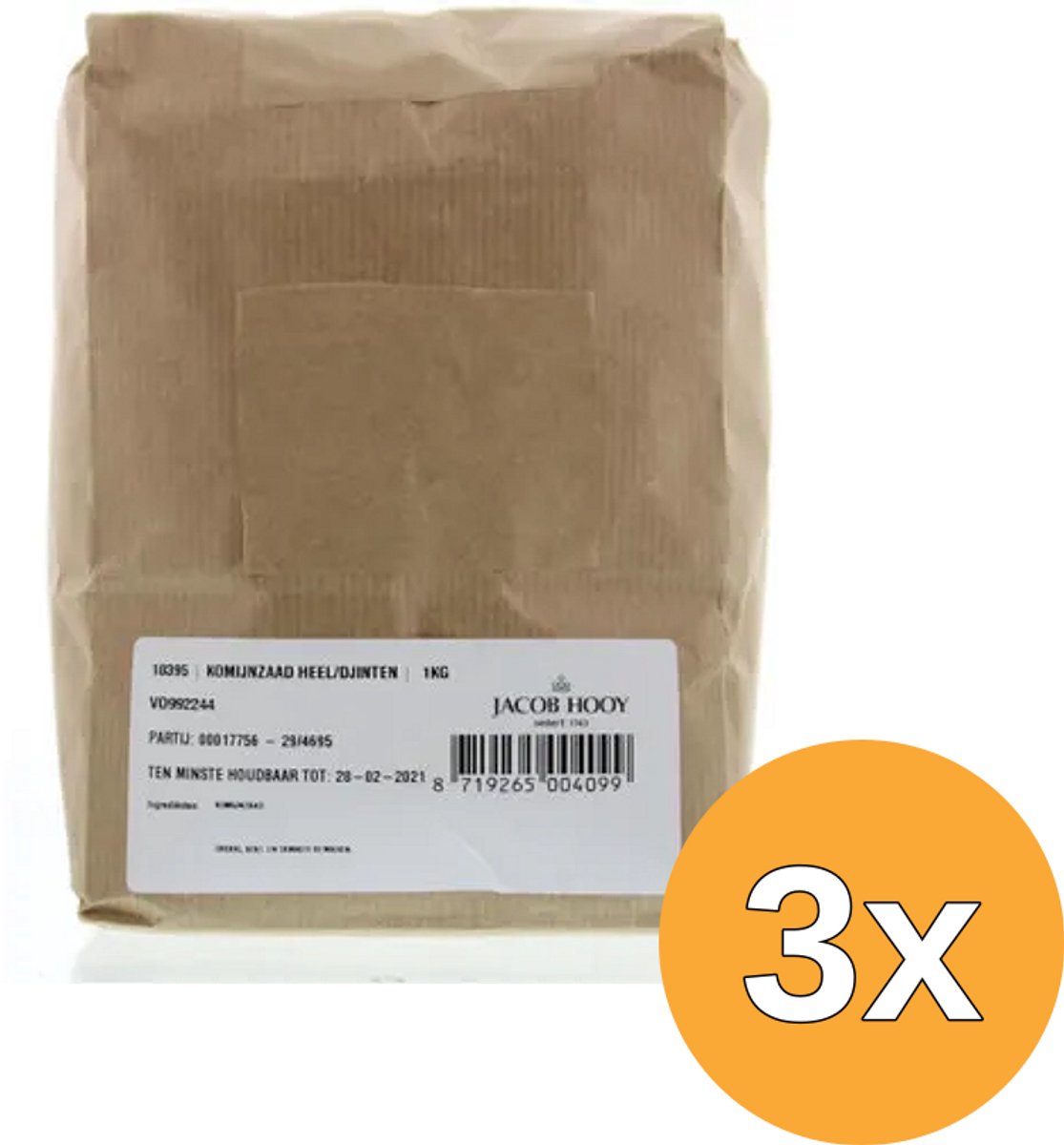 3x Jacob Hooy Komijnzaad Heel/Djinten (1000 gr)