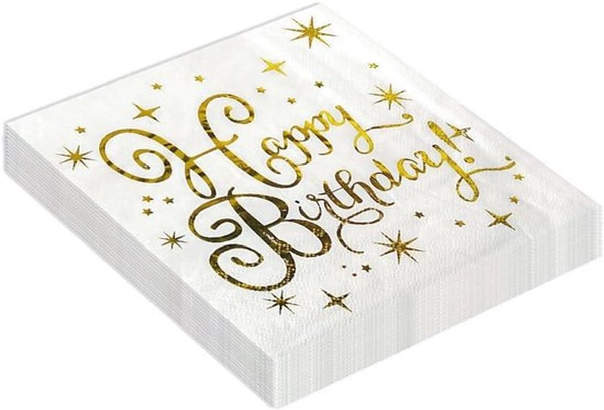 - Verjaardagsfeest Servetten - Decoratie - Hot Gestempeld - Feestje - Benodigdheden - Mannen Vrouwen Meisjes - Geschikt voor Verjaardagsfeest - 60 stks - Happy Birthday - Kleurrijk.