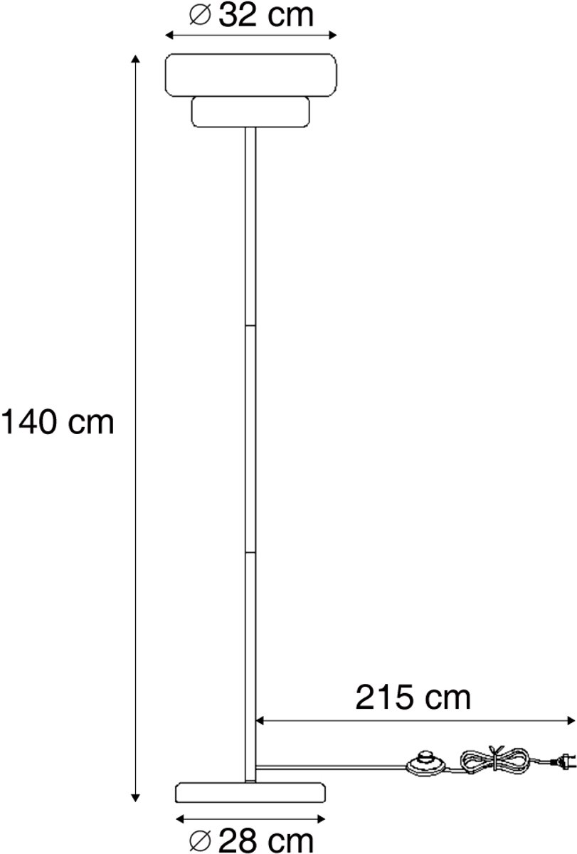 Qazqa retro vloerlamp - Ophelia - paars, rond, max. 10W, geschikt voor led, 2-lichts, 140cm, ideaal als woonkamer lamp