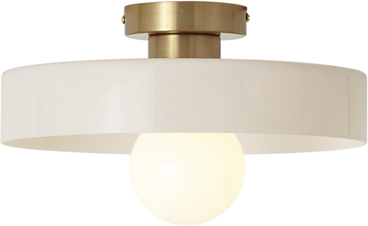 Qazqa retro plafondlamp, plafonniere - Jina - beige, rond, 30cm, ideaal als hal, woonkamer en slaapkamer lamp