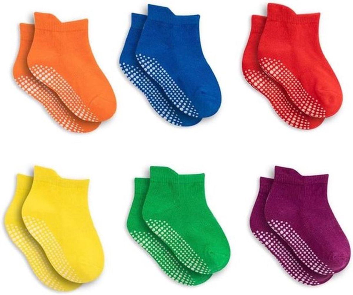 - 6 paar kinderen antislip sokken - Jongens - Blauw - Katoen - Baby - Geschikt voor kleine kinderen - Leuk ontwerp - ABS antislip - Jongenssokken