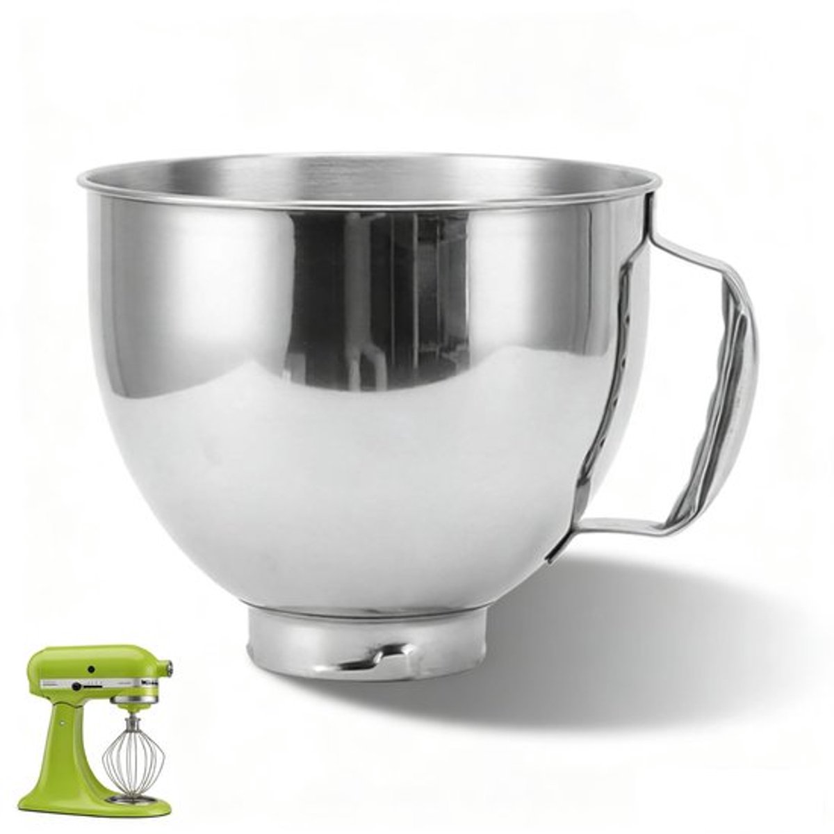 Mengkom 304 Roestvrij Staal - Vervangingskom voor 4.5QT/5QT - Handvat - 22.5 x 22.5 x 19 cm - Geschikt voor deeg - Lichtgewicht 995 g