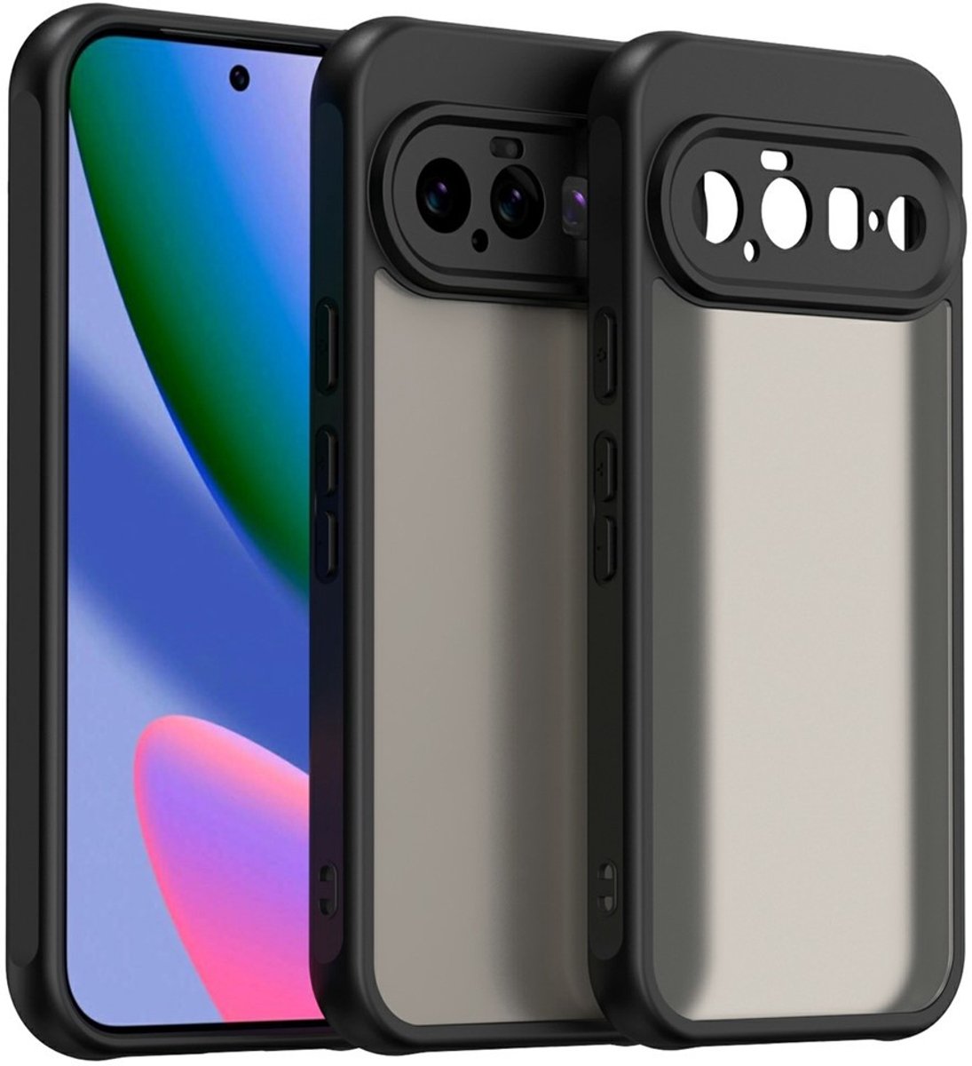 Coverup Hoesje - Geschikt voor Google Pixel 11 Hoesje - Coverup Mat Transparante Back Cover met Camera Cover - Zwart