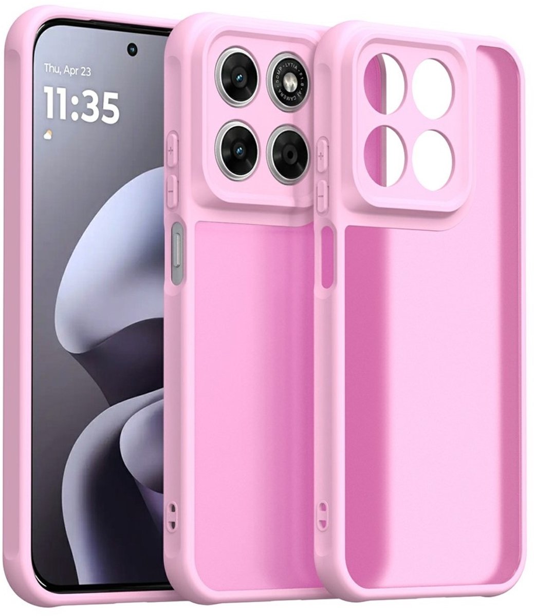 Coverup Hoesje - Geschikt voor Motorola Moto G67 / G77 / G87 Hoesje - Coverup Mat Transparante Back Cover met Camera Cover - Roze