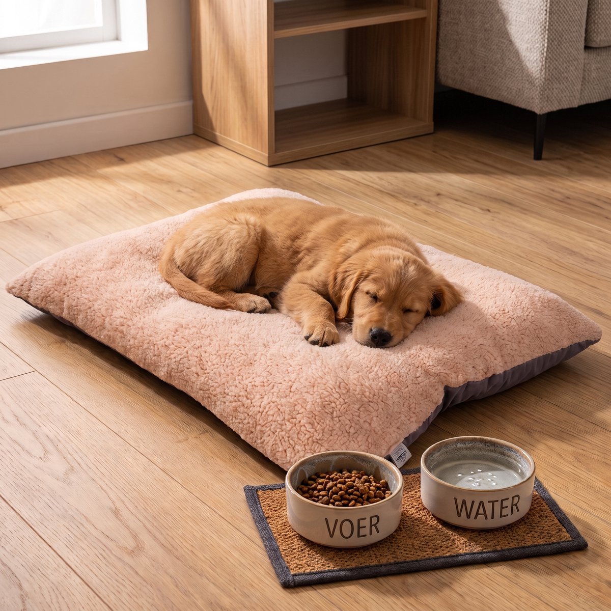 INDECOR Hondenkussen & Kattenkussen - Dubbelzijdig Huisdierbed - Wasbaar Dierenkussen - Zacht Ligkussen voor Hond & Kat - 60 x 90 cm - Roze-Antraciet